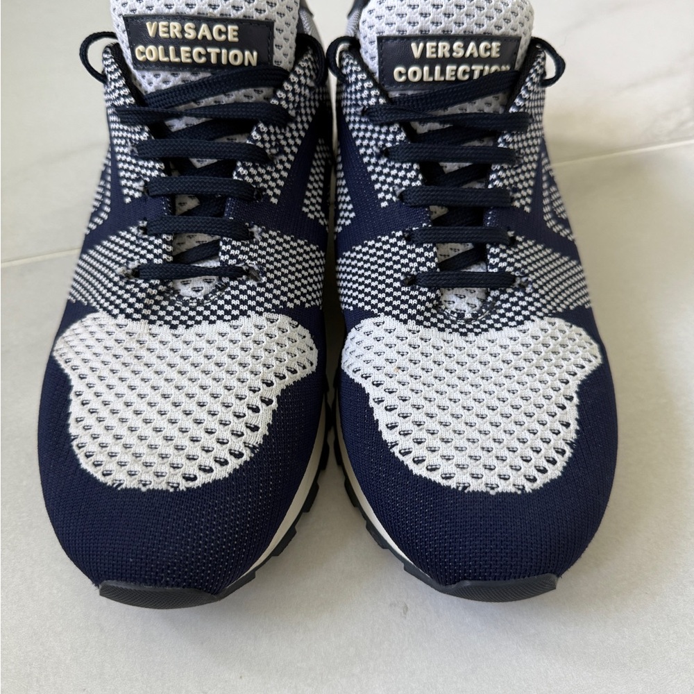 Versace Collection Blue and White Sneakers with Sporty Design - Picture 3 of 6